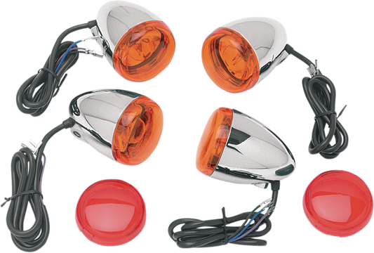 CHRIS PRODUCTS Deuce-Style Turn Signal Kit Part 8503 with Amber Lights and Red Lenses