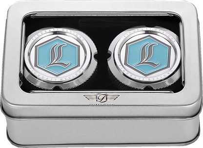 FIGURATI DESIGNS Axle Nut Cover - Front Stainless Steel with Legends Suspension Logo - Model FD02-FAC-SS