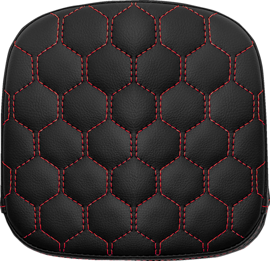 SADDLEMEN Sissy Bar Pad - Honeycomb - Red Stitching 040719004