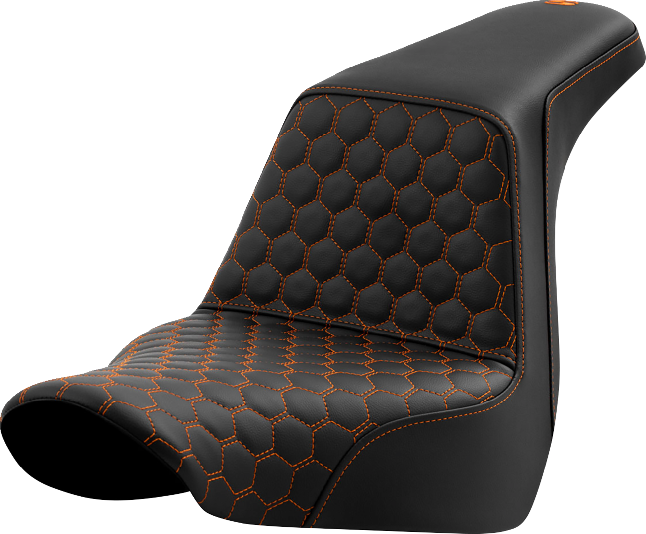 SADDLEMEN Step-Up Seat - Honeycomb - Orange Stitching - FL/FX '18-'24 818-29-17703