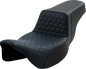SADDLEMEN Step-Up Seat - Honeycomb - Extended Reach - Blue Stitching - FL '08-'23 808-07B-17801