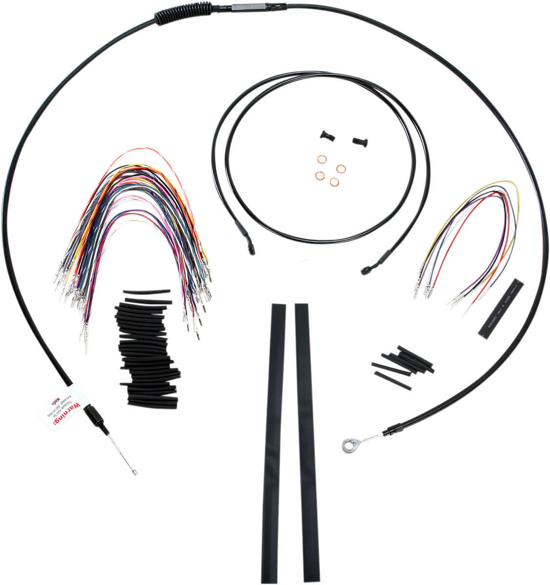 BURLY BRAND Complete Black Vinyl Handlebar Cable/Line Kit for Ape Hangers - 15" - '08-'13 FLH B30-1100