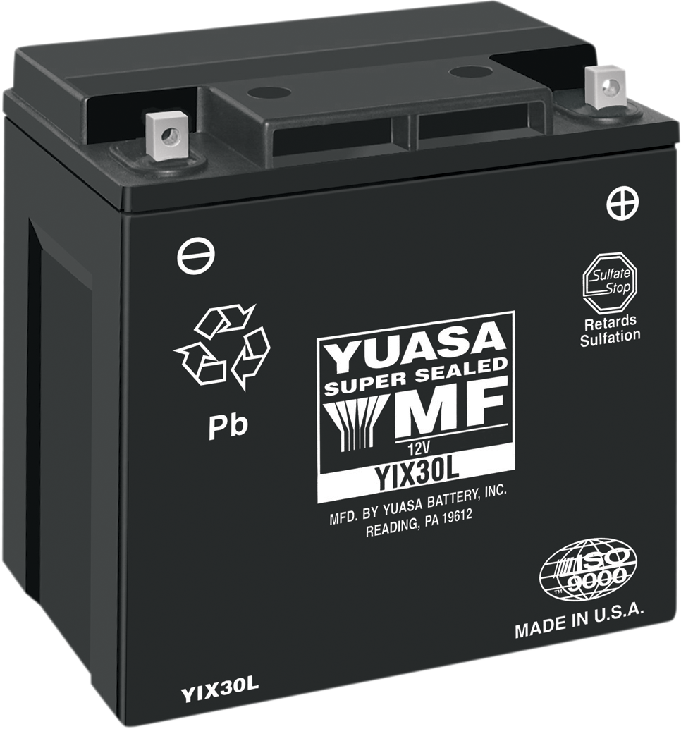 YUASA AGM Battery YIX30L-BS (Part Number: YUAM6230X) - 1.4 Liter Sealed Absorbed Glass Mat Design