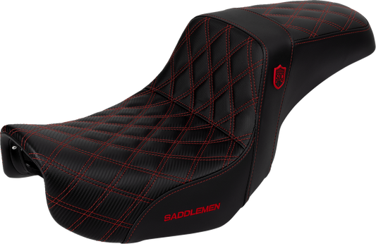 SADDLEMEN Pro Series SDC Performance Seat - Carbon Fiber/Lumbar Gripper - Red Stitch - Dyna '06-'17 SC80604RED