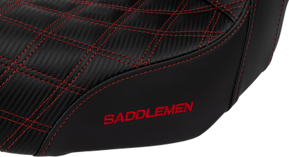 SADDLEMEN Pro Series SDC Performance Seat - Carbon Fiber/Lumbar Gripper - Red Stitch - Dyna '06-'17 SC80604RED