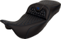 SADDLEMEN RoadSofa™ Seat - Honeycomb - Blue Stitch - Extended Reach - without Backrest - FLH/FLT '08-'24 808-07B-19001