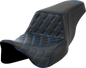 SADDLEMEN Step-Up Seat - Front Lattice Stitch - Blue Stitch - FLH/FLT '08-'23 808-07B-17201