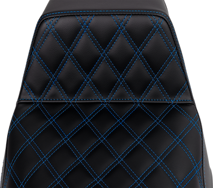SADDLEMEN Step-Up Seat - Front Lattice Stitch - Blue Stitch - FLH/FLT '08-'23 808-07B-17201
