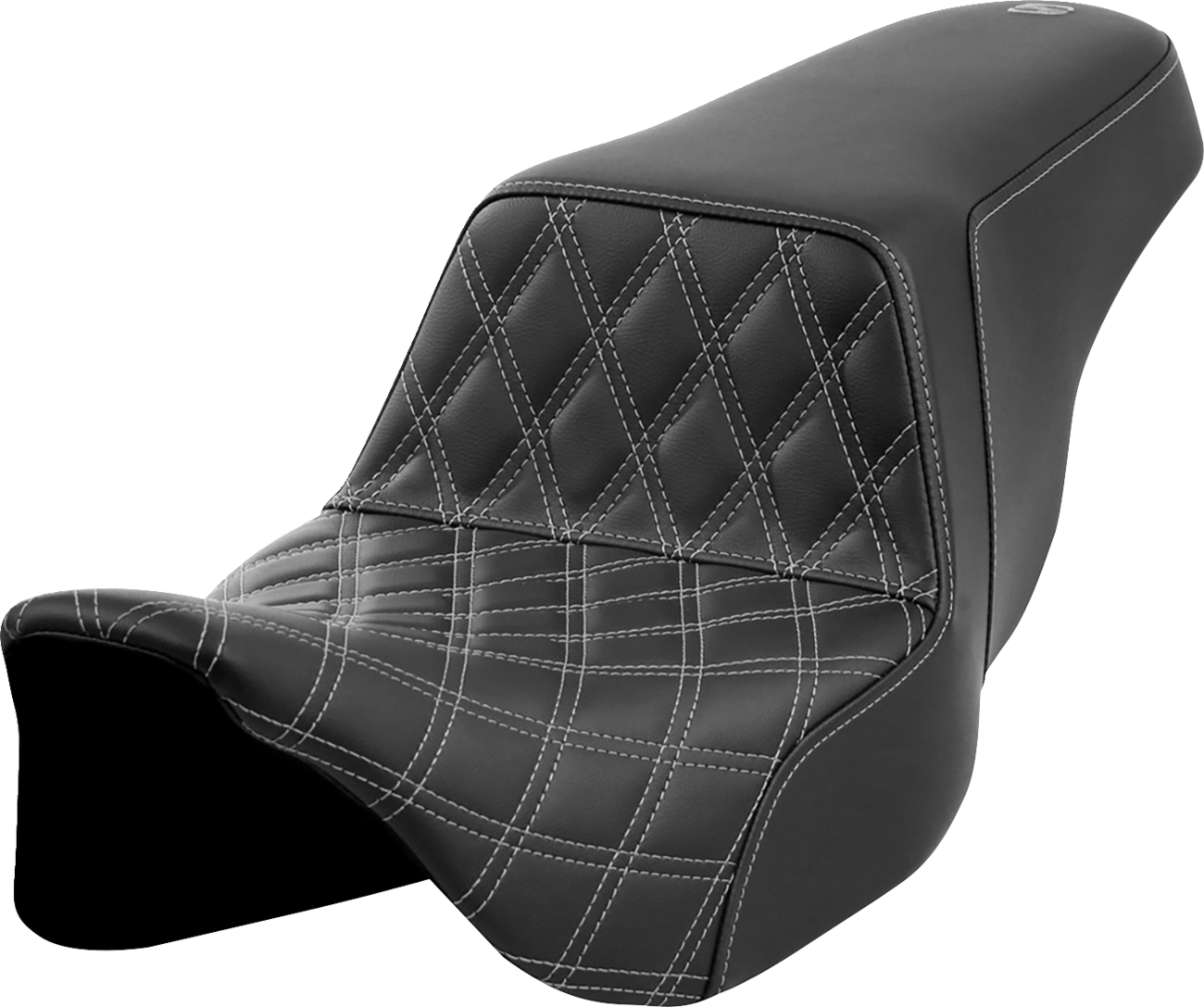 SADDLEMEN Step-Up Seat - Front Lattice Stitch - Dark Gray Stitch - FLH/FLT '08-'23 808-07B-17202