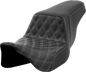 SADDLEMEN Step-Up Seat - Front Lattice Stitch - Dark Gray Stitch - FLH/FLT '08-'23 808-07B-17202