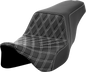SADDLEMEN Step-Up Seat - Front Lattice Stitch - White Stitch - FLH/FLT '08-'23 808-07B-17206
