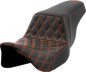 SADDLEMEN Step-Up Seat - Front Lattice Stitch - Orange Stitch - FLH/FLT '08-'23 808-07B-17203
