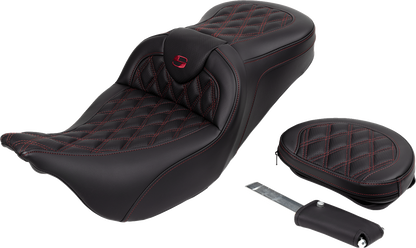 SADDLEMEN Roadsofa™ Seat - with Backrest - Wine Berry Stitch - FL '08-'23 808-07B-182B8