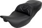 SADDLEMEN Roadsofa™ Seat - with Backrest - Carbon Fiber - Black Stitch - FL '08-'19 808-07B-185B0