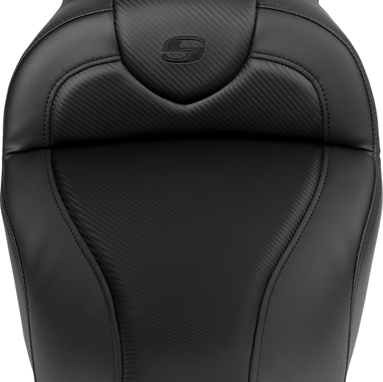 SADDLEMEN Roadsofa™ Seat - with Backrest - Carbon Fiber - Black Stitch - FL '08-'19 808-07B-185B0