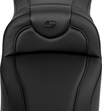 SADDLEMEN Roadsofa™ Extended Reach Seat - Carbon Fiber - Black Stitch - without Backrest - FL '08-'24 808-07B-18600