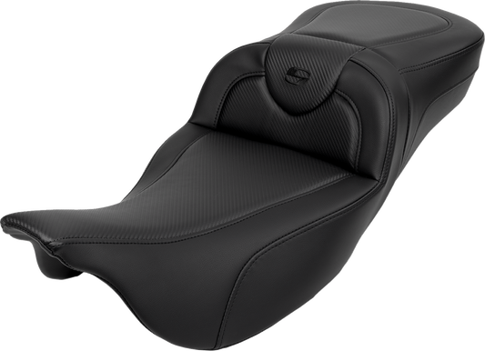 SADDLEMEN Roadsofa™ Extended Reach Seat - Carbon Fiber - Black Stitch - Backrest - FL '08-'24 808-07B-186B0