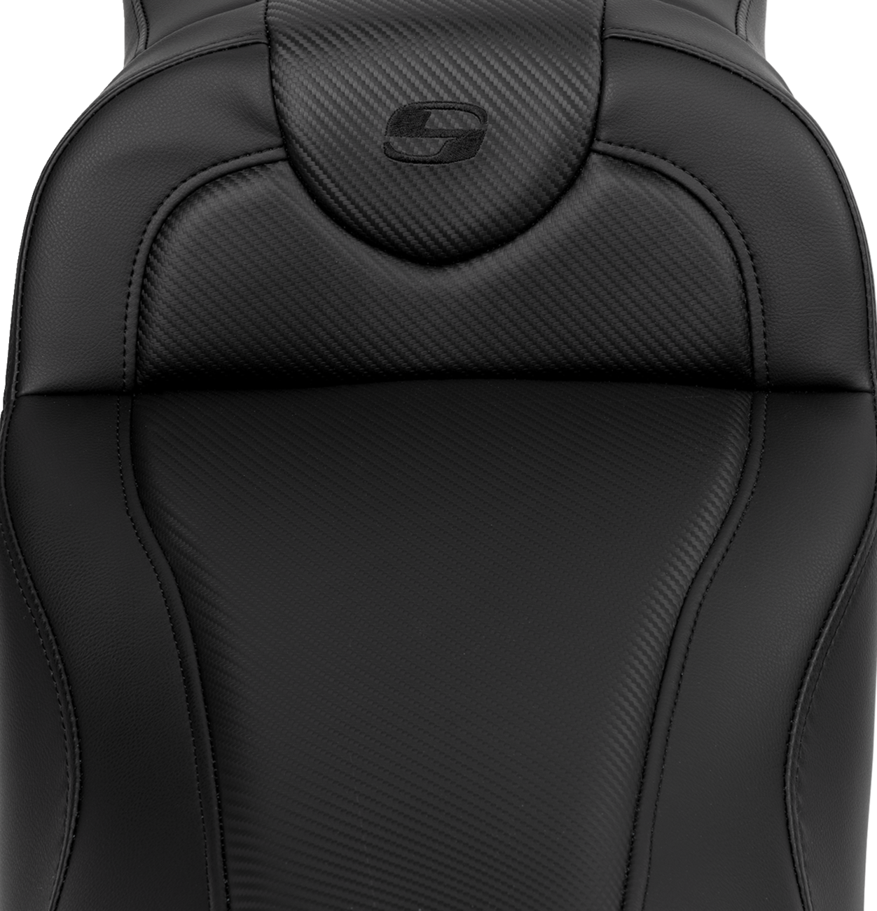 SADDLEMEN Roadsofa™ Extended Reach Seat - Carbon Fiber - Black Stitch - Backrest - FL '08-'24 808-07B-186B0