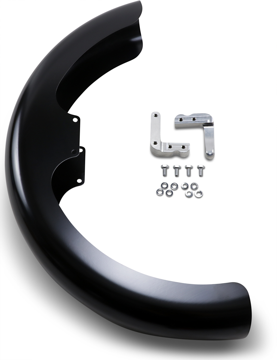 KLOCK WERKS Wrapper Front Fender - Black - 19" - HD Dyna/Softail KWF-03-0009