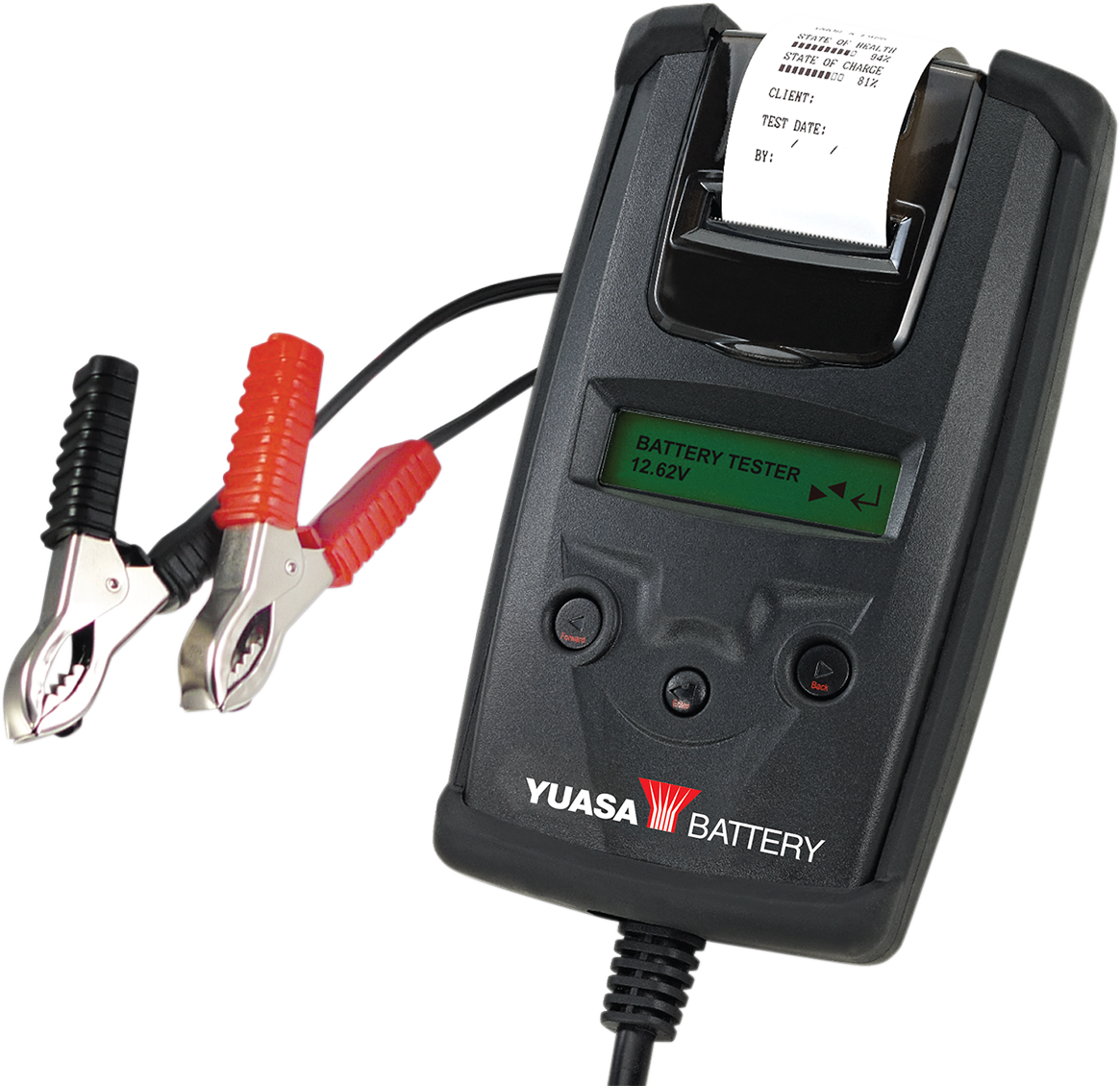 YUASA Battery Tester with Printer YUA00BTY01P – Digital Battery Testing for 12V Powersports Batteries