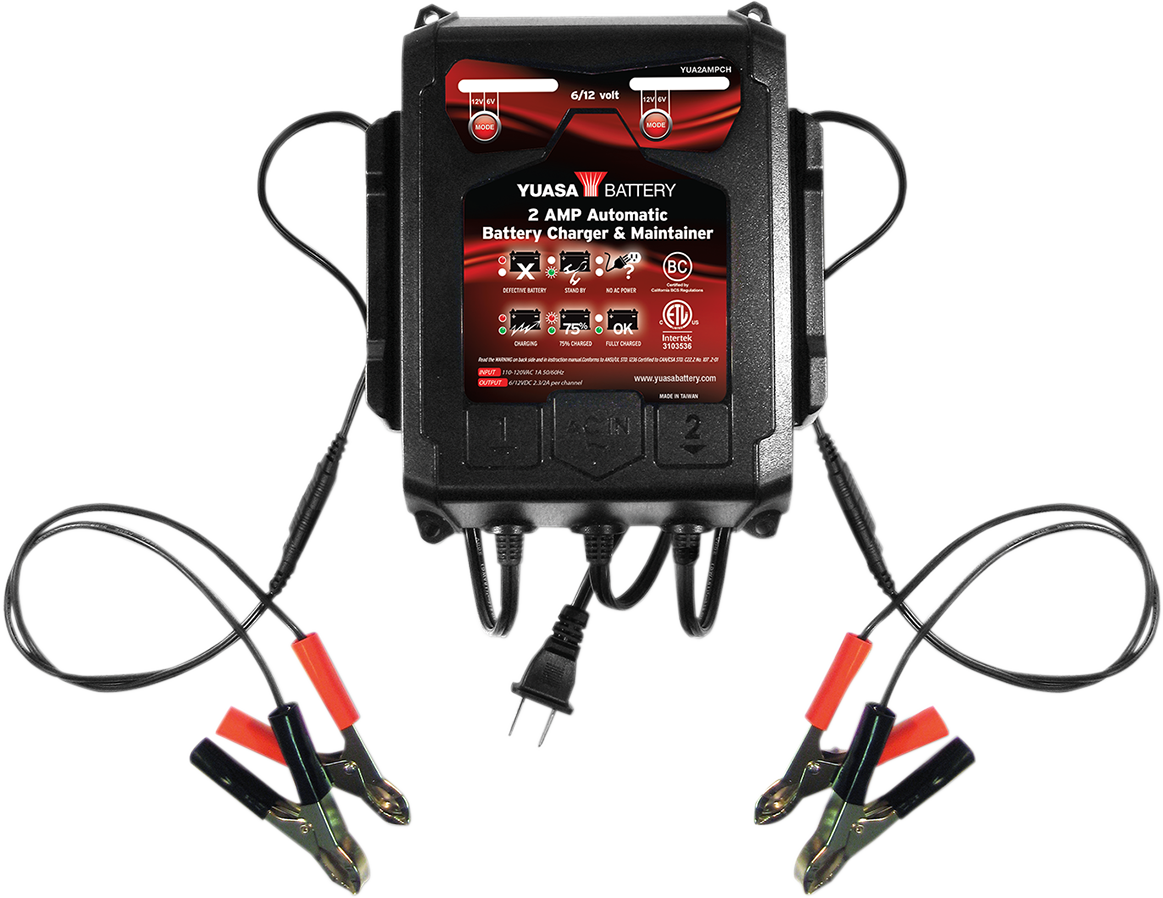 YUASA YUA2AMPCH 2 Amp Battery Charger for 6V and 12V Batteries
