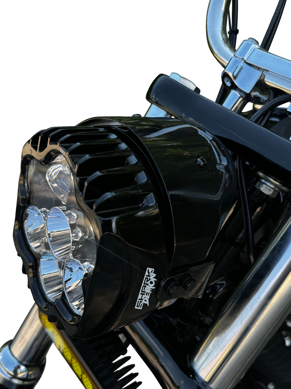 CUSTOM DYNAMICS LED Headlight - Shark Demon® - Pedestal Mount SD2-PM-W