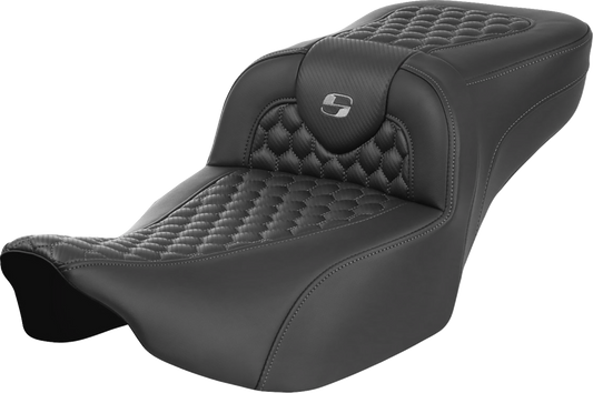 SADDLEMEN Roadsofa™ Extended Reach Seat - without Backrest - Honeycomb - Dark Gray Stitch - FLTR/FLHX '23-'24 823-07-19002