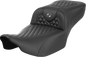 SADDLEMEN Roadsofa™ Extended Reach Seat - without Backrest - Honeycomb - Dark Gray Stitch - FLTR/FLHX '23-'24 823-07-19002