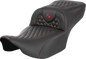 SADDLEMEN Roadsofa™ Extended Reach Seat - without Backrest - Honeycomb - Red Stitch - FLTR/FLHX '23-'24 823-07-19004