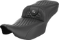SADDLEMEN Roadsofa™ Extended Reach Seat - without Backrest - Honeycomb - Silver Stitch - FLTR/FLHX '23-'24 823-07-19005