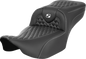 SADDLEMEN Roadsofa™ Extended Reach Seat - without Backrest - Honeycomb - White Stitch - FLTR/FLHX '23-'24 823-07-19006