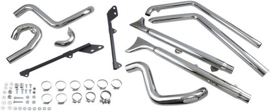BASSANI XHAUST True Duals Exhaust System with Fishtail Mufflers - 33" - Softail - Baffle Included 1S66E-33
