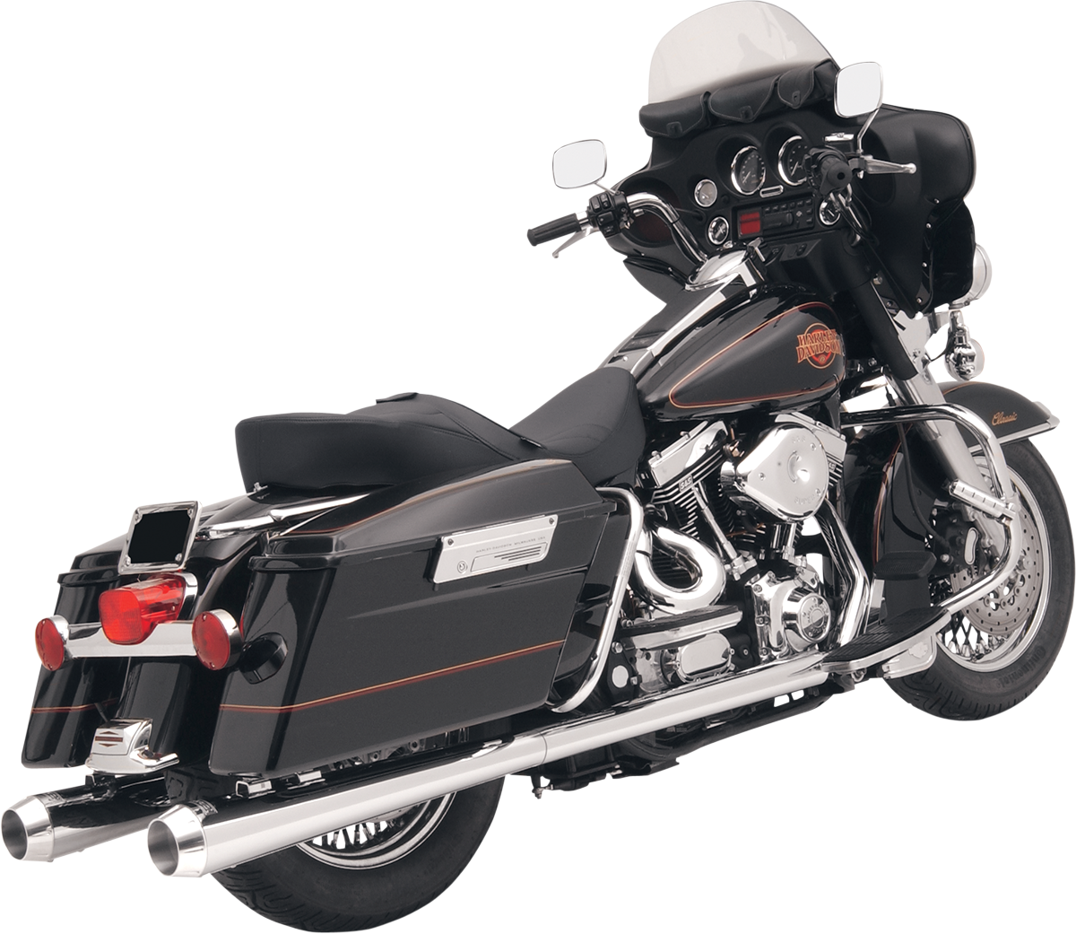 BASSANI XHAUST Megaphone Slip-On Mufflers - Chrome/Polished - Tapered - Standard Baffle FLH-517