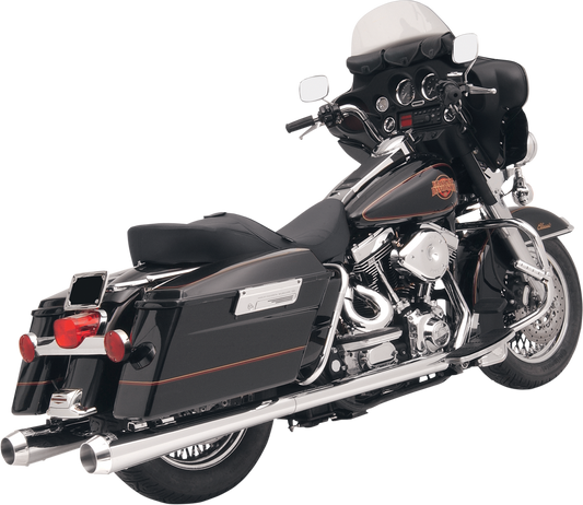 BASSANI XHAUST Megaphone Slip-On Mufflers - Chrome/Polished - Tapered - Standard Baffle FLH-517