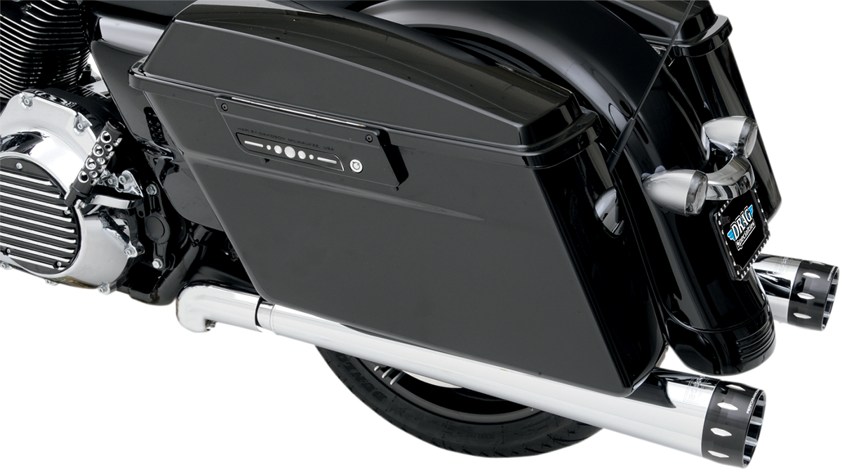 BASSANI XHAUST Megaphone Slip-On Mufflers - Chrome/Polished - Tapered - Performance Baffle FLH-517L