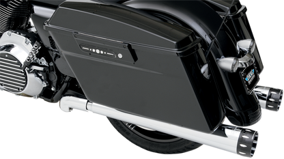 BASSANI XHAUST Megaphone Slip-On Mufflers - Chrome/Polished - Tapered - Performance Baffle FLH-517L
