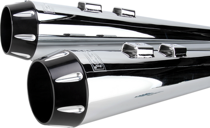 BASSANI XHAUST Megaphone Slip-On Mufflers - Chrome/Black - Fluted - Performance Baffle FLH-517RL