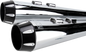 BASSANI XHAUST Megaphone Slip-On Mufflers - Chrome/Black - Fluted - Performance Baffle FLH-517RL