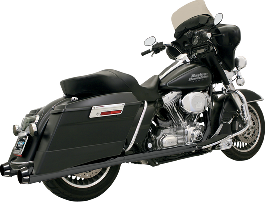 BASSANI XHAUST Megaphone Slip-On Mufflers - Black/Black - Fluted - Performance Baffle FLH-517LRB