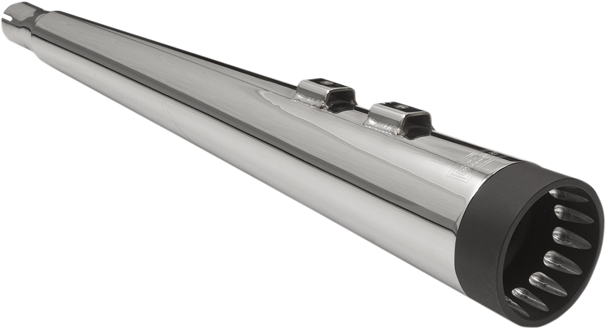 BASSANI XHAUST DNT® Megaphone Slip-On Mufflers - Chrome/Black - '95-'16 FL 1F57DNT5