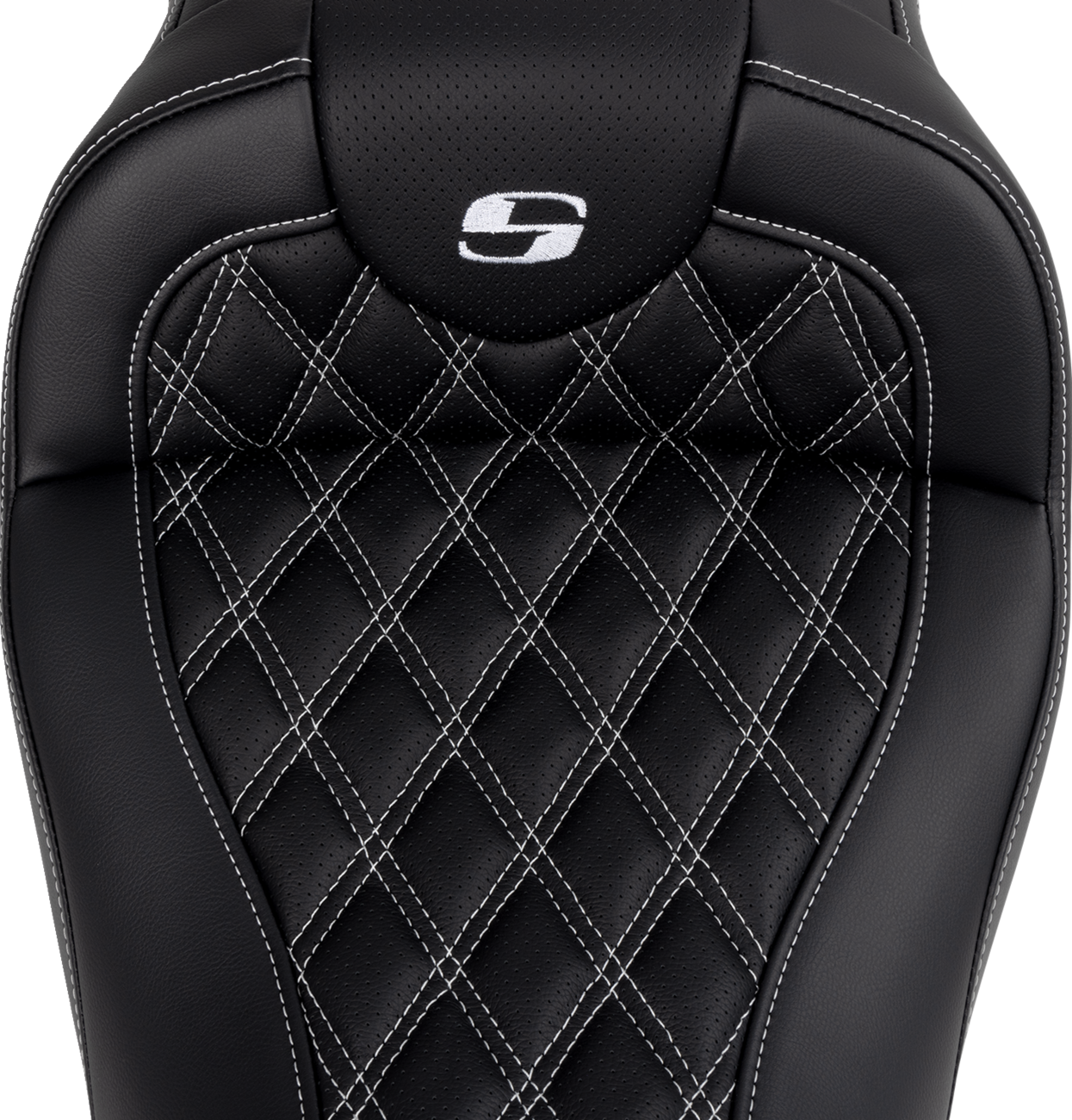 SADDLEMEN Roadsofa™ Seat - with Backrest - White Stitch - FL '08-'23 808-07B-182B6