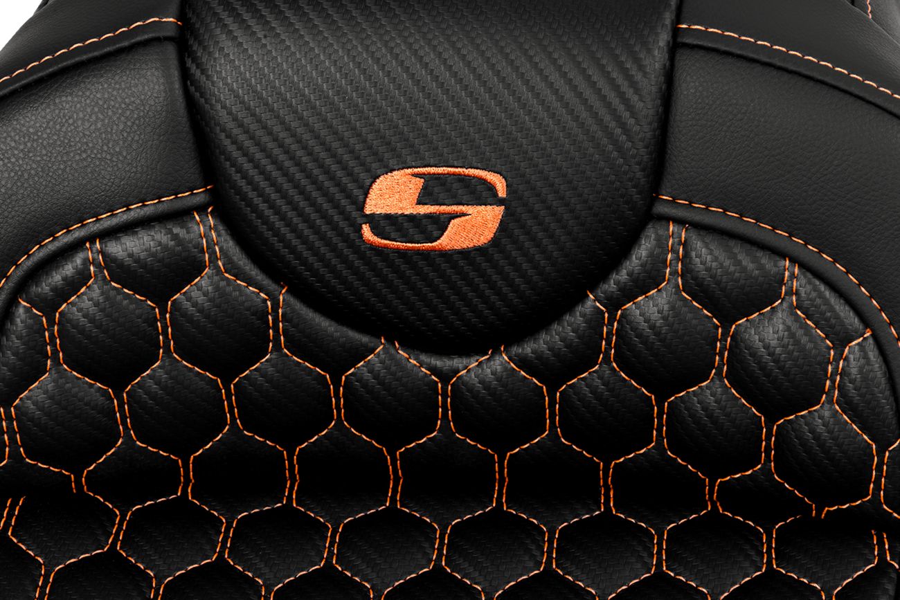 SADDLEMEN RoadSofa™ Seat - Honeycomb - Orange Stitch - without Backrest - FLH/FLT '08-'23 808-07B-18903