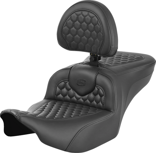 SADDLEMEN Roadsofa™ Seat - with Backrest - Honeycomb - FLTR/FLHX '23-'24 823-07-189B0