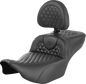 SADDLEMEN Roadsofa™ Extended Reach Seat - with Backrest - Honeycomb - FLTR/FLHX '23-'24 823-07-190B0