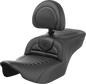 SADDLEMEN Roadsofa™ Seat - with Backrest - Tuck-n-Roll - Carbon Fiber - FLTR/FLHX '23-'24 823-07-204B0
