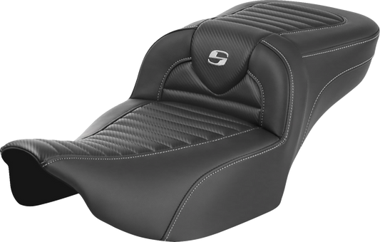 SADDLEMEN Roadsofa™ Extended Reach Seat - without Backrest - Tuck-n-Roll - Carbon Fiber - FLTR/FLHX '23-'24 823-07-20500