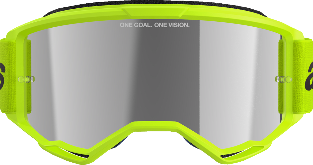 ALPINESTARS GOGGLES Vision 3 Goggle - Wordmark - Yellow Fluo - Silver Mirror Lens 5103225-5299