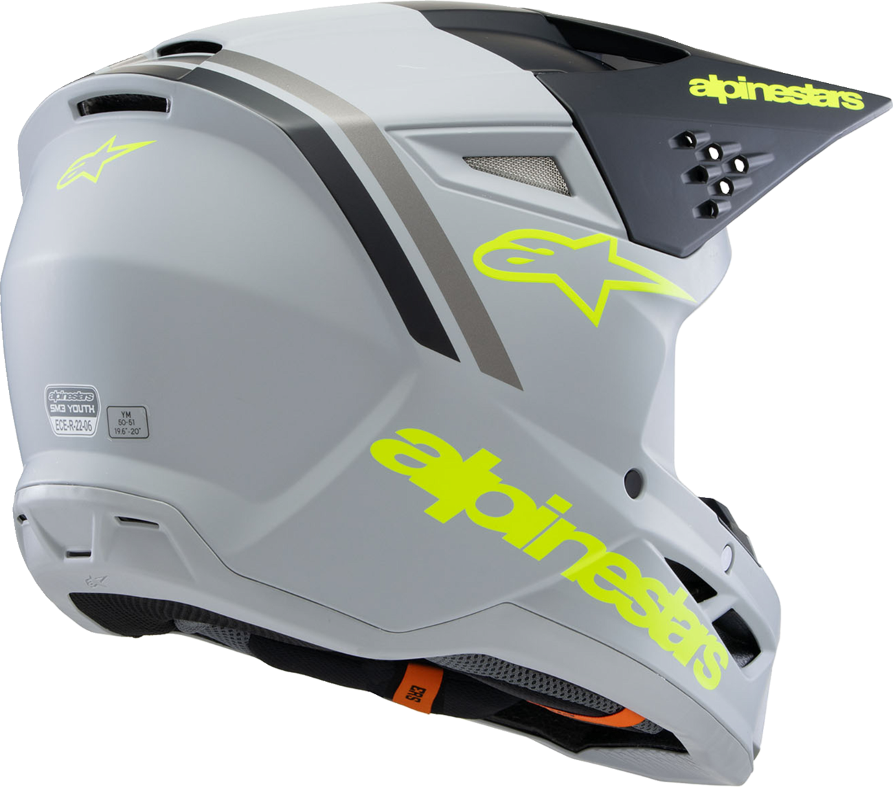 ALPINESTARS Youth SM3 Helmet - Radium - Matte Gray/Black/Yellow Fluo - Medium 8301825-9510-YM