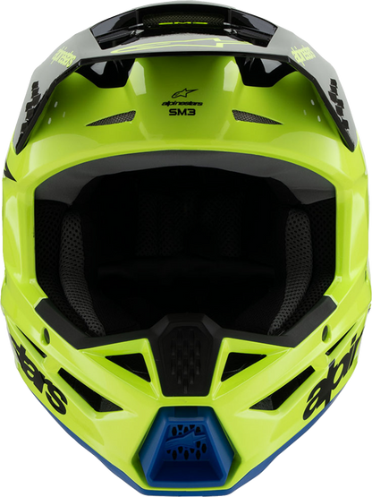 ALPINESTARS Youth SM3 Helmet - Radium - Gloss Yellow Fluo/Black/Blue - Small 8301825-5017-YS