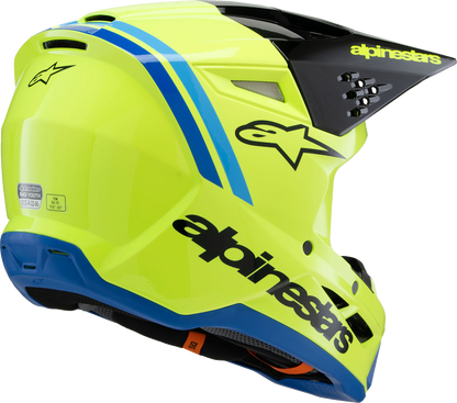 ALPINESTARS Youth SM3 Helmet - Radium - Gloss Yellow Fluo/Black/Blue - Small 8301825-5017-YS